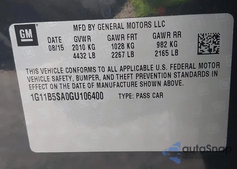 2016 Chevrolet Malibu Limited Ls from USA, damaged, VIN 1G11B5SA0GU106400